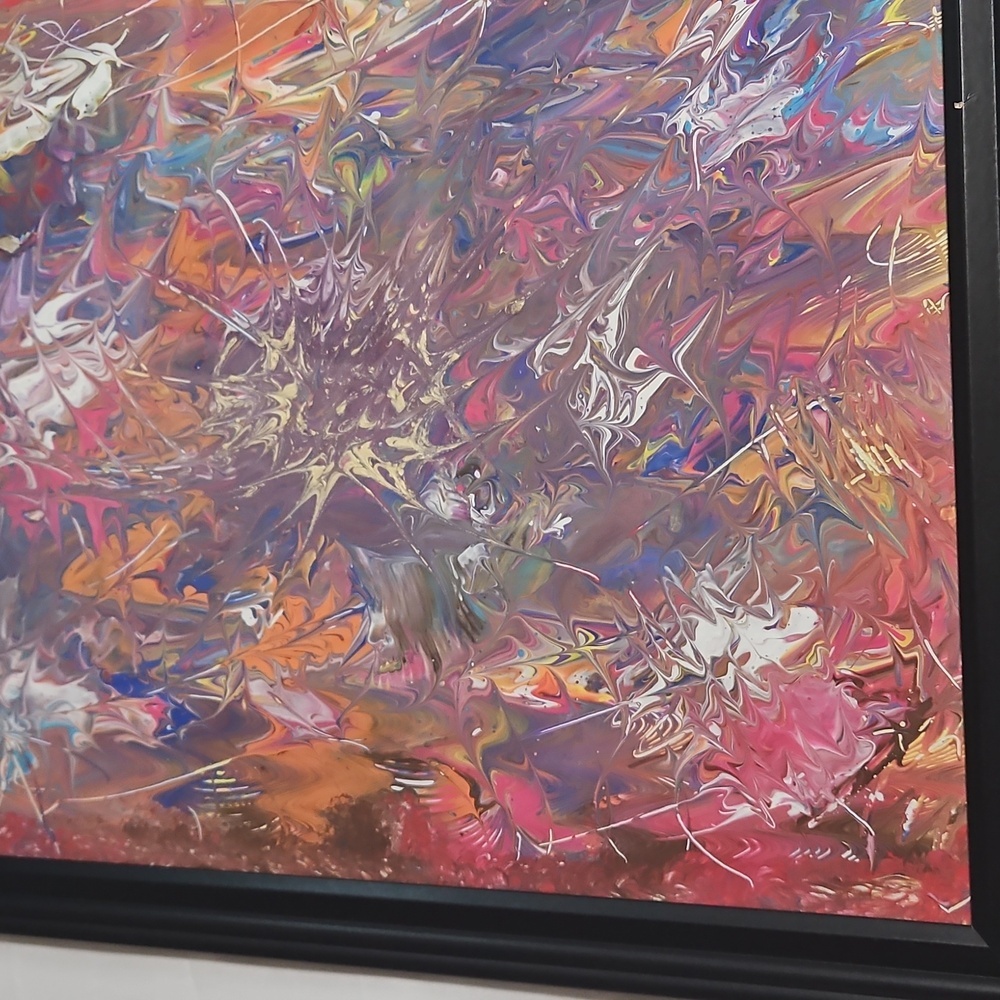 Hand Crafted Original Acrylic Pour Painting  The First One Upcycled Framed 16x20 - Picture 15 of 17